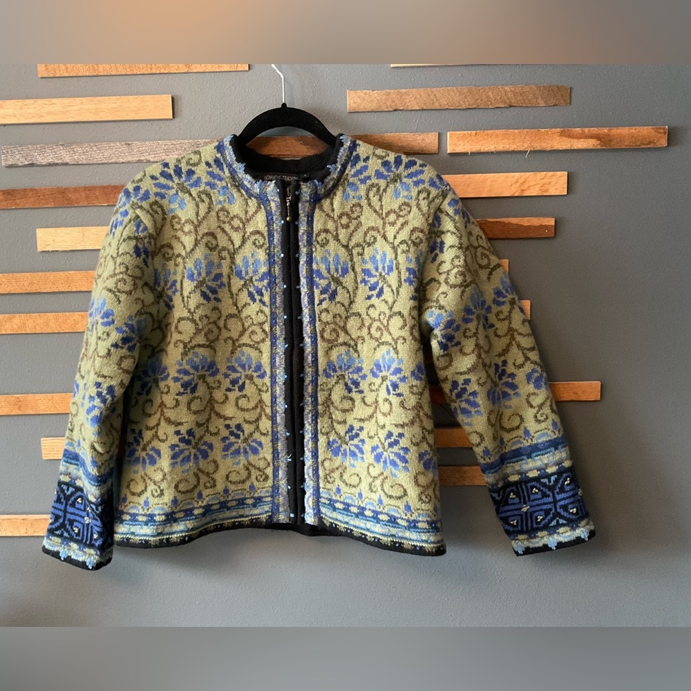 Nomadic Traders Wool Zippered Cardigan Sweater - image 1